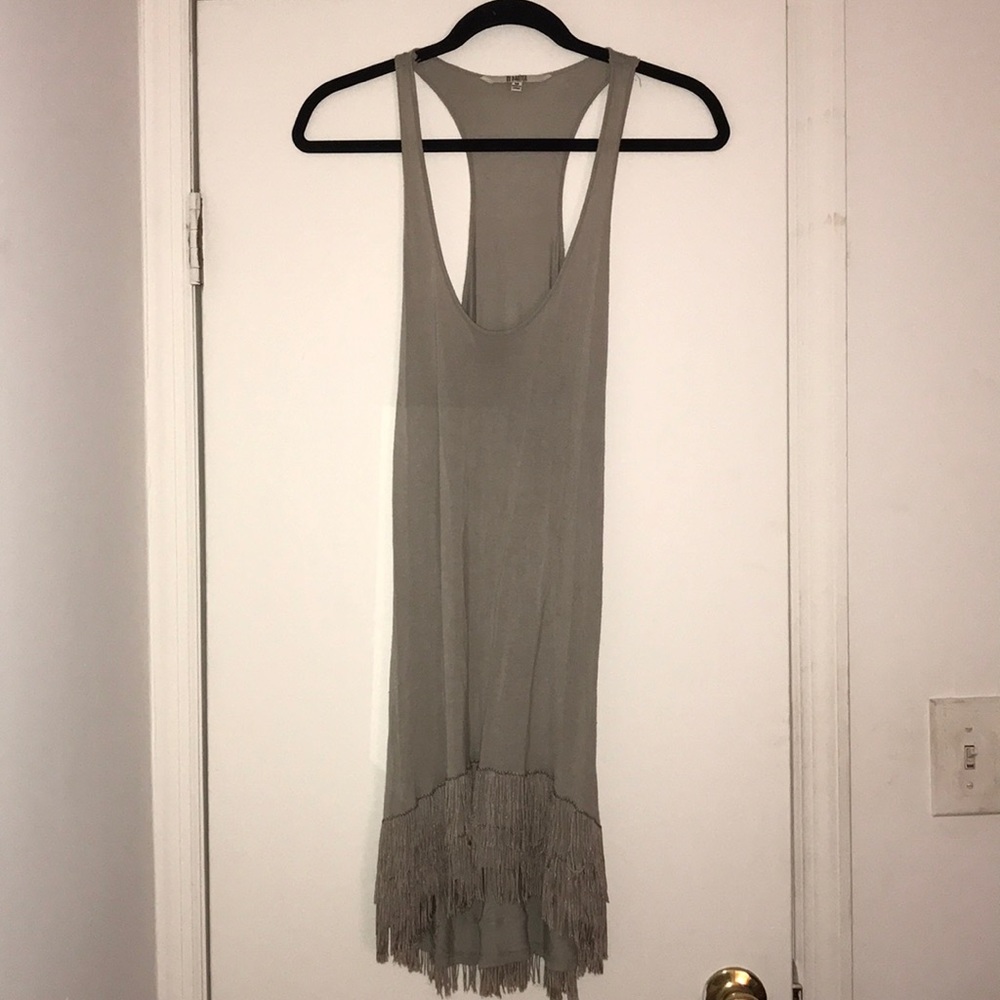 BB Dakota Grey Fringe Dress